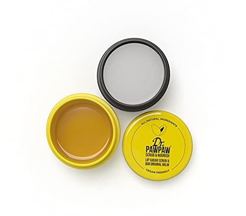 Dr. PawPaw Lip Scrub and Lip Balm Duo - Hydrating Lip Balm with Pawpaw, Aloe, Olive and Castor Oils - Vegan Lip Scrub For Sensitive Skin - 0.55 oz
