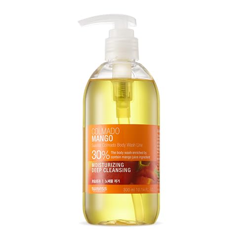 Suaviss korean Colmado Mango Body Wash – 30% Mango Juice Enriched Deep-Cleansing & Moisturizing Shower Gel, Natural Herbal Extracts, Sulfate- & Paraben-Free, All Skin Types, 10.14 fl oz (300 ml)