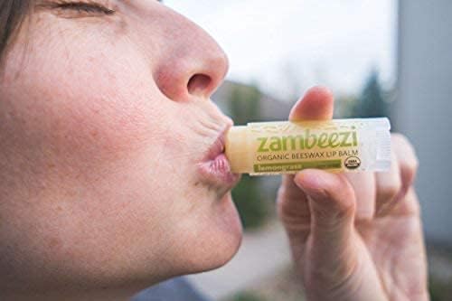 ZAMBEEZI Organic, Fair Trade Beeswax Lip Balm - Variety 3 Pack (Suncare, Tangerine and Lemongrass) - Ethically Sourced