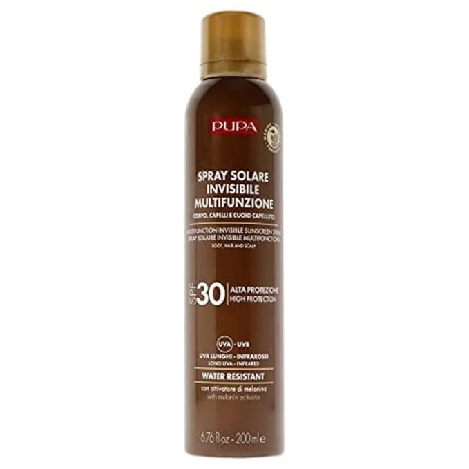 PUPA Milano Multifunction Invisible Water Resistant Sunscreen Spray SPF 30 - Fresh And Pleasant Scent - Stimulate The Production Of Melanin - Super Fast Drying - Prevents Skin Dehydration - 6.7 Oz
