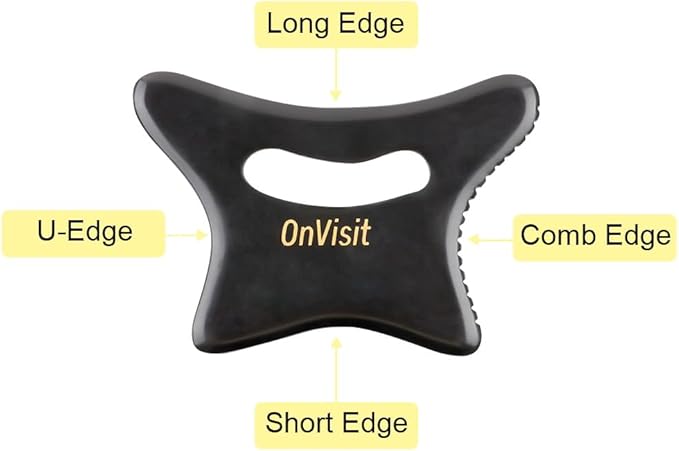 Full Body Gua Sha Tool and Facial Massage Tools, Ergonomic Bian Stone Handle Guasha Scraping for Neck/Arm/Back/Legs andtomach Masseger for Lymphatic Drainage & Cellulite(Black, Large)