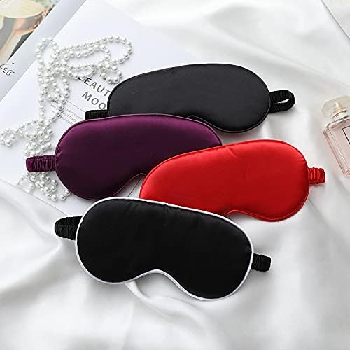LCBD Silk Satin Sleeping Eye Mask, Red Sleep Eye Night Blindfold for Women and Men, Soft Breathable Blackout Eyeshade Eye Cover for Travel, Wedding Bridesmaid Gift