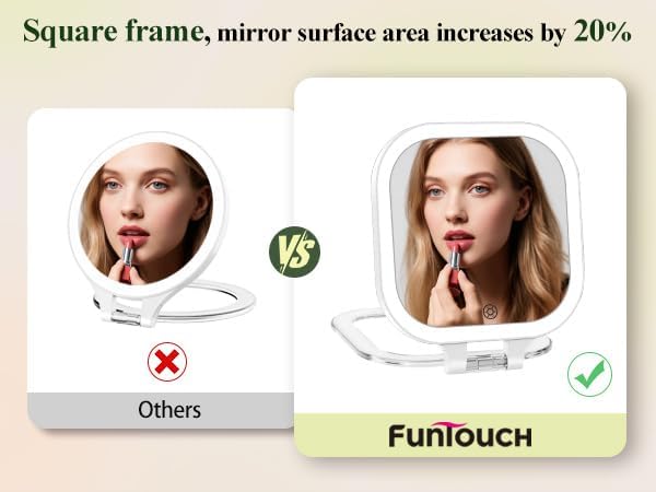 FUNTOUCH 30X Magnification Lighted Makeup Mirror, 7" Rechargeable Double Sided Travel Vanity Mirror with Lights, 3 Color Lights & Adjustable Brightness, 300°Rotation, Gift for Women,White