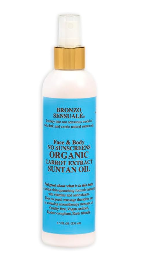 NO Sunscreen Golden Tanning Organic Carrot Oil 8.5 Ounces