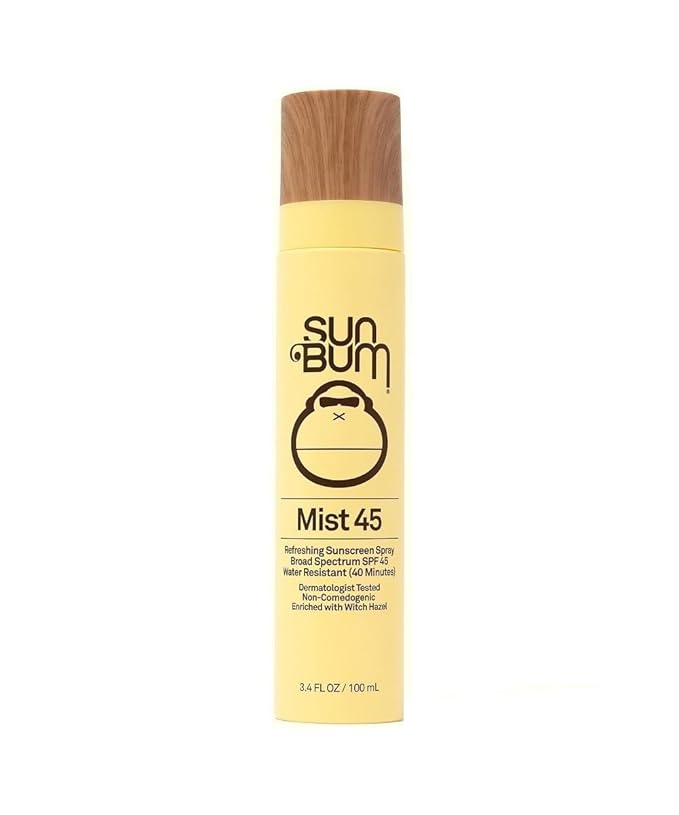 Sun Bum Original SPF 45 Sunscreen Mist - Broad Spectrum Moisturizing Facial Sunscreen Spray with Vitamin E - Hawaii 104 Act Compliant (Made without Octinoxate & Oxybenzone) - Travel Friendly - 3.4 oz