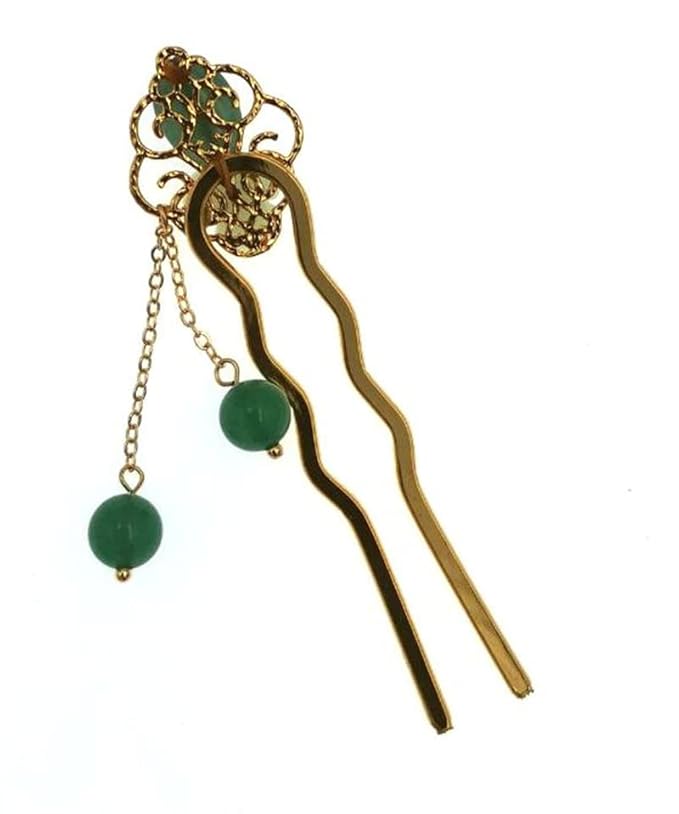 Jade Flower Hair Pins Women Girls Hair Stick,Retro Hanfu U Shape Chopsticks Hair Styling Hair Making Accessories Headwear 3.5inch