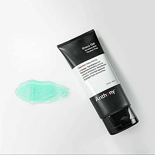 Anthony Shave Gel for Sensitive Skin – Non-Foaming, Soothing Shaving Cream for Men and Women. With Aloe Vera Beads, Eucalyptus, Rosemary and Carrageenan Extract - 6 Fl Oz (2 Pack)