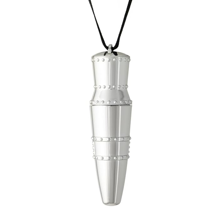 Hickey Lipstick Set - Walk of Shame (Hot Pink), Refillable Silver Case with Chain, Satin Pouch & Ribbon (Wearable Necklace), Long Lasting Hydrating Velvet Finish Lipstick for Women, Vegan, Gluten-Free
