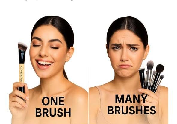 OrainiBeauty Dual-Ended Foundation Brush – 2-in-1 Makeup Brush for Liquid, Cream & Powder | Precision Tip for Contour & Hard-to-Reach Areas | Soft Vegan Bristles, Streak-Free Finish.