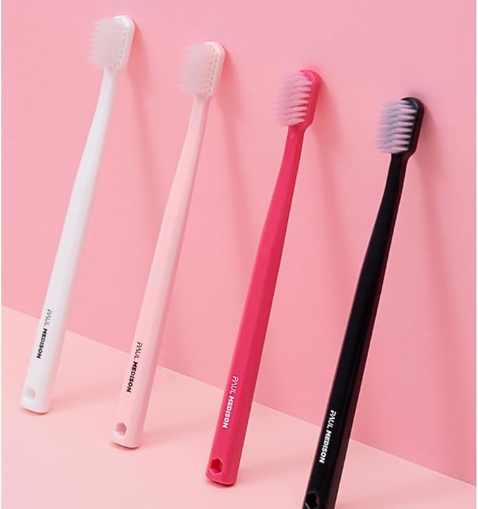 Extra Soft Toothbrushes for Adults, 20-Pack Ultra Fine Bristle Toothbrush Multipack with Covers | Small Head, Gentle on Sensitive Gums | Aesthetic Pink, Black & White Design