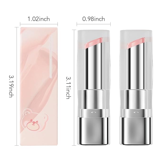 HHLTOH 2Pcs Tinted Lip Balm Moisturizing Lipstick – Soft Pale Pink Sheer Hydrating Lip Color for Dry Lips – Nourishing Lip Balm for All Women with a Subtle Natural Scent (S01 & S01)