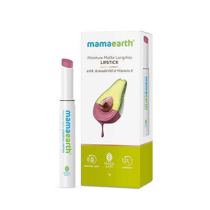 MAMAEARTH Moisture Matte Long Stay Lipstick with Avocado & Vitamin E 0.07 Oz/2g