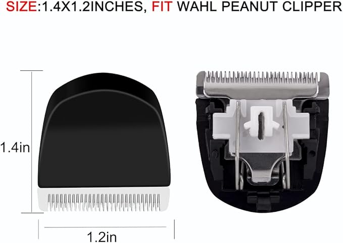 2 Pack Professional Peanut Clipper/Trimmer Snap On Replacement Blades #2068-300 - Compatible with Wahl Peanut Hair Clipper/Trimmer, Black (Black 2 Pcs)