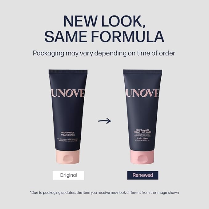 UNOVE Deep Damage Treatment Ex - Protein Hair Treatment & Hair Mask for Damaged Hair | Deep Conditioning & Keratin Hair Mask for Dry, Frizzy Hair | Korean Hair Care | Tender Bloom, 7 fl oz