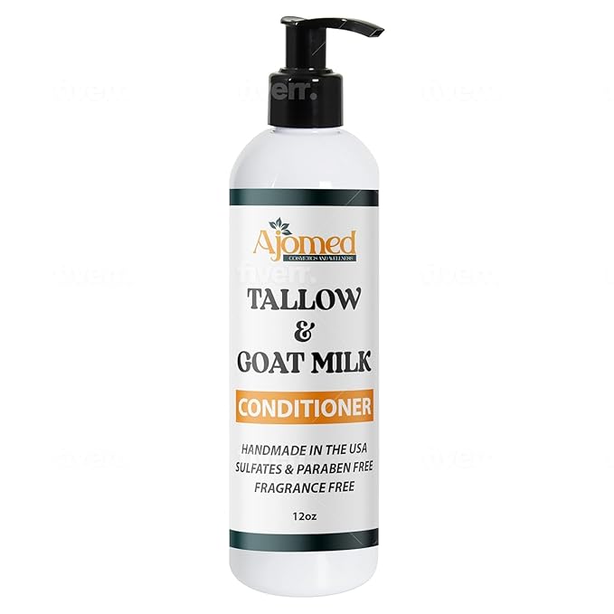 Beef Tallow Shampoo & Conditioner Set -Unscented Handmade tallow & goat milk shampoo for Damaged hair, all hair types- Moisturizing Shampoo- Sulfate, fragrance free -SHAMPOO 12OZ