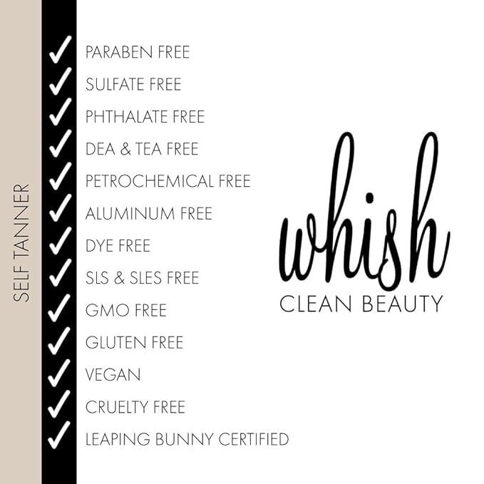 Whish Beauty Coconut Milk and Verbena Self Tanner - Sunless Tanning Lotion for Face & Body - Moisturizes with Shea Butter, Mango Butter, & Aloe - For All Skin Tones - Paraben & Sulfate Free, 5 fl oz