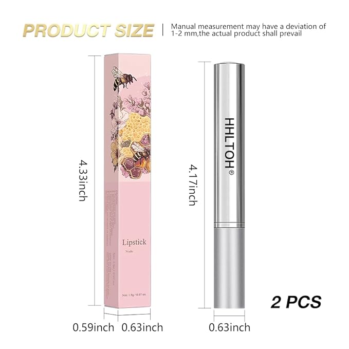 Honey Tinted Lip Balm Lipstick Set of 2, Nude + Nude, Sheer Hydrating & Lightly Tinted Lip Color, Moisturizing Nourishing Lip Balm with Natural Black Cherry Tint, For All Skin Tones