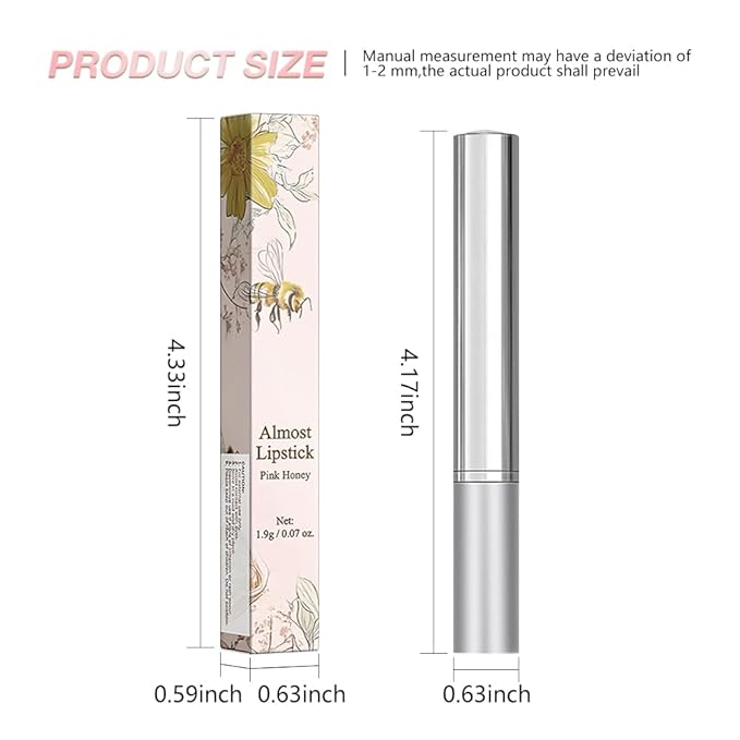 HHLTOH Pink Honey Lipstick Tinted Butter Lip Balm for Women, Natural Sheer Moisturizing Nourishing Hydrating Pink Honey Shine Tint Lipstick Tinted Lip Stain Gloss with a Hint of Natural Cherry Vegan