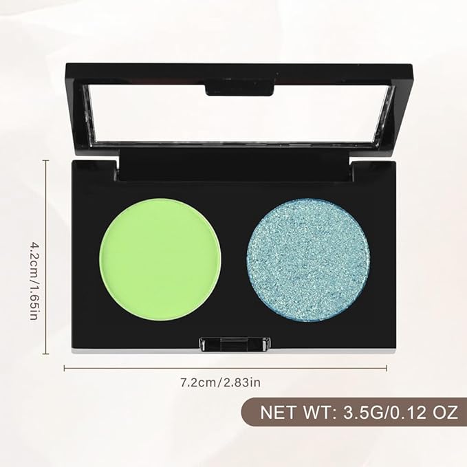 Duo Eye Shadow Powder,Green Matte&Blue Glitter Eyeshadow Makeup Palette,Neutral Shades Eyeshadow Palette for Woman Daily Eyes Looks,Highly Pigmented,Smooth, Blendable,sombras de ojos, Cruelty-Free 09