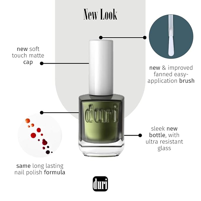 duri Nail Polish, 704 Herbal Lounge, Pastel Pale Gray with Green Tint, Full Coverage, Glossy Finish, Easy to Apply, 0.5 Fl Oz