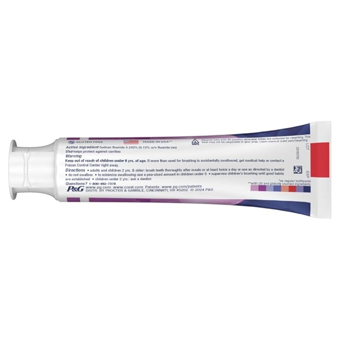 Crest 3D White Advanced Teeth Whitening Toothpaste, Radiant Mint, 3.3 oz, Pack of 2