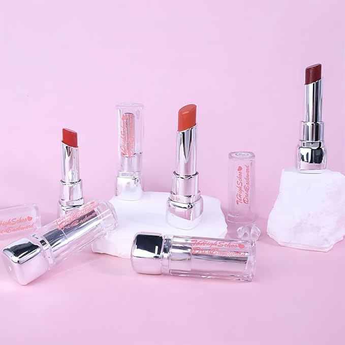 HHLTOH Plumper Moisturizing Butter Lipstick for Women, Natural Tinted Lip Balm Shine Nourishing Hydrating Lip Gloss Stain for Dry Lips, Lightweight Lip Liner Care Makeup, Vegan, 2Pc Pale Nude & Orange