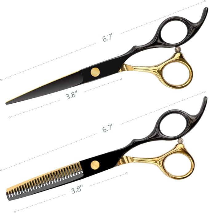 Professional Black Gold Hairdressing Scissors Hair Cutting Sets Salon Multifunctional Straight Shears Teeth Scissors Thinning Shears blending shears Tools for Mother Father's Gift