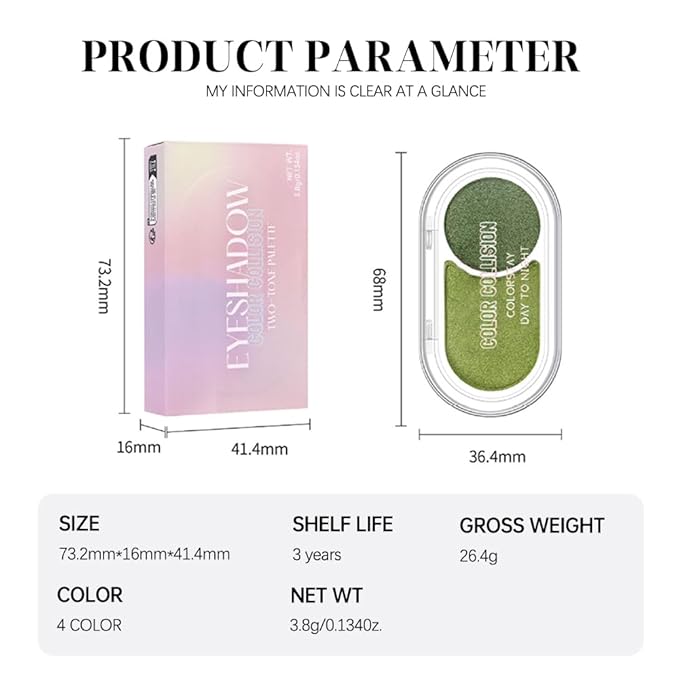 Mini Green Shimmer Eyeshadow Duo – Lime Glow & Forest Moss Metallic Eye Shadow Palette, High Pigment Long-Lasting Blendable Green Makeup for Brown Hazel Eyes, Wear, Party Glam, Stage & Night Out Looks
