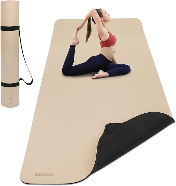 Wide Yoga Mat-80cm Non Slip Extra Thick 1/3'' Fitness Exercise Mat TPE Material High Resiliency Hot Yoga Mats(72“L x 32"W) With Carry Strap for Women Yoga Pilates, Home Floor Workout