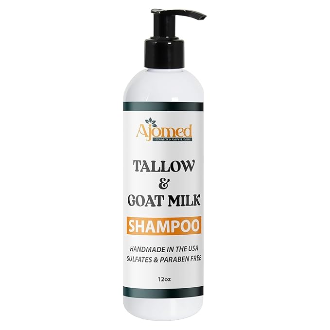 Beef Tallow Shampoo & Conditioner Set -Unscented Handmade tallow & goat milk shampoo for Damaged hair, all hair types- Moisturizing Shampoo- Sulfate, fragrance free (SHAMPOO & CONDITIONER 12OZ)