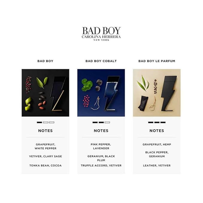 Carolina Herrera Bad Boy Fragrance For Men - Seductive, Masculine Scent - Features Oriental And Spicy Accords - Ideal For Evening Wear - Alluring Notes Of Black And White Pepper - Edt Spray - 1.7 Oz