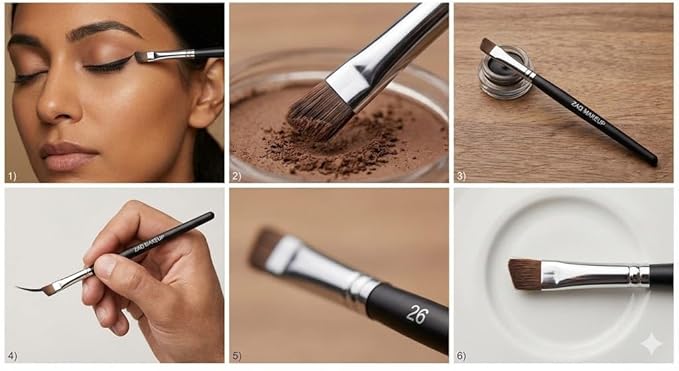 ZAQ Ultra-Thin Angled Eyeliner Brush - Precision Slanted Flat Angle for Beauty Cosmetic Applications