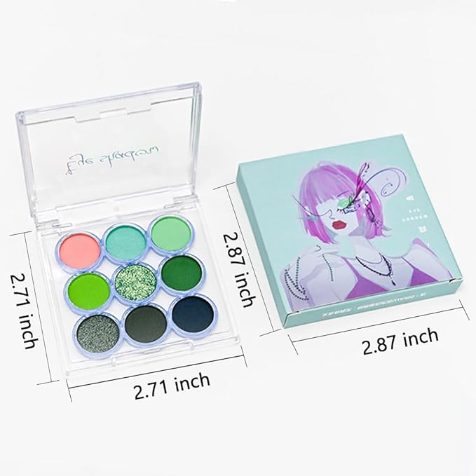 SUAKE 9 Colors Green Olive Matte Shimmer Eyeshadow Palette for Eye Makeup,High Pigmented Pink Emerald Mint Eye Shadow Primers Powder Palet de sombras de ojos