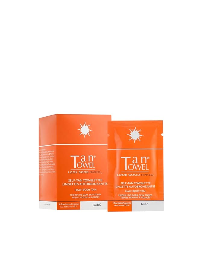 TanTowel Half Body Tan Towelettes - 10 Pack, Dark, 10 Count (Pack of 1)
