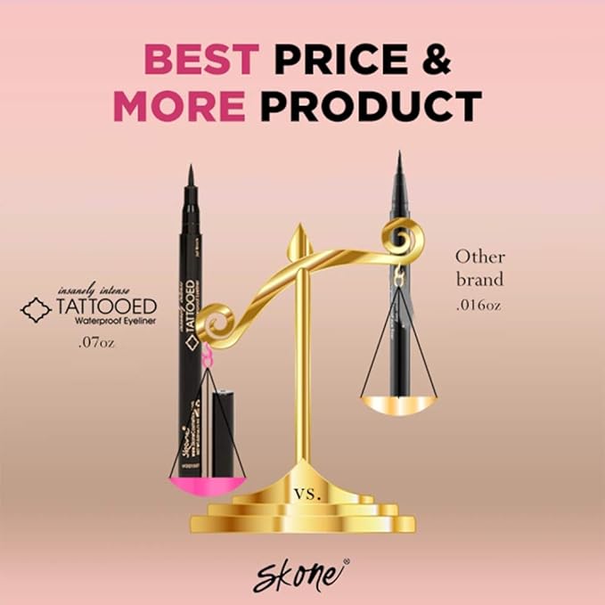 Skone Cosmetics Insanely Intense Tattooed Eyeliner Pen - 5-piece Set - Waterproof Liquid Eyeliner, Sweat Proof, Smudge Proof Liquid Eyeliner - 5 Bold Colors (Black, Brown, Navy, Plum, Hunter Green)