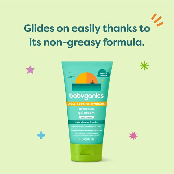 Babyganics After Sun Gel Cream, Mellow Melon, 5oz