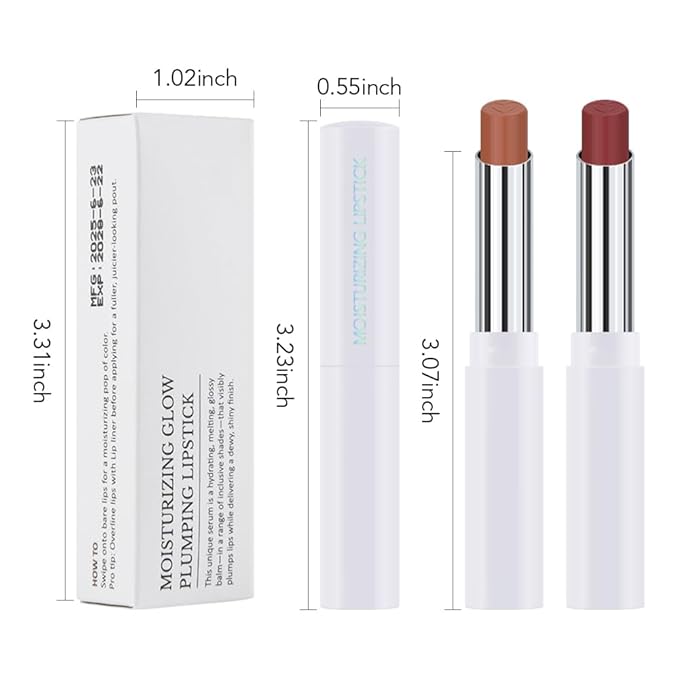 HHLTOH 2Pcs Tinted Lip Balm Moisturizing Lipstick – Waterproof Hydrating Matte Lip Balm for Women,Creamy Natural Color Stain for Dry Lips,Soft Matte Finish (2# Cinnamon Nude Brown & 6# Vivid Rose Red)