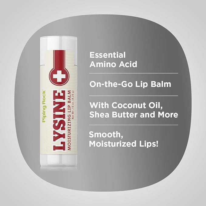 Piping Rock Lysine Lip Balm | 0.15 oz | Moisturizing and Soothing Ointment | Non GMO, Gluten Free