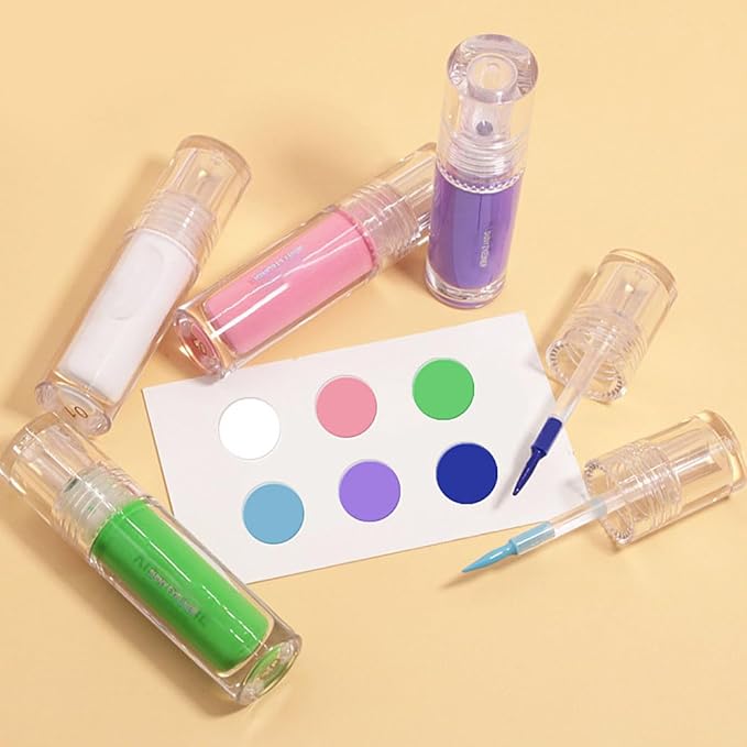 6 Pcs Colorful Matte Liquid Eyeshadow Eyeliner Set, White, Pink, Green, Blue, Purple, Dark Blue, Halloween Stage Clown Children's Makeup, Quick-Drying, Long-Lasting, Waterproof (6Pcs-Matte Colorful 1)