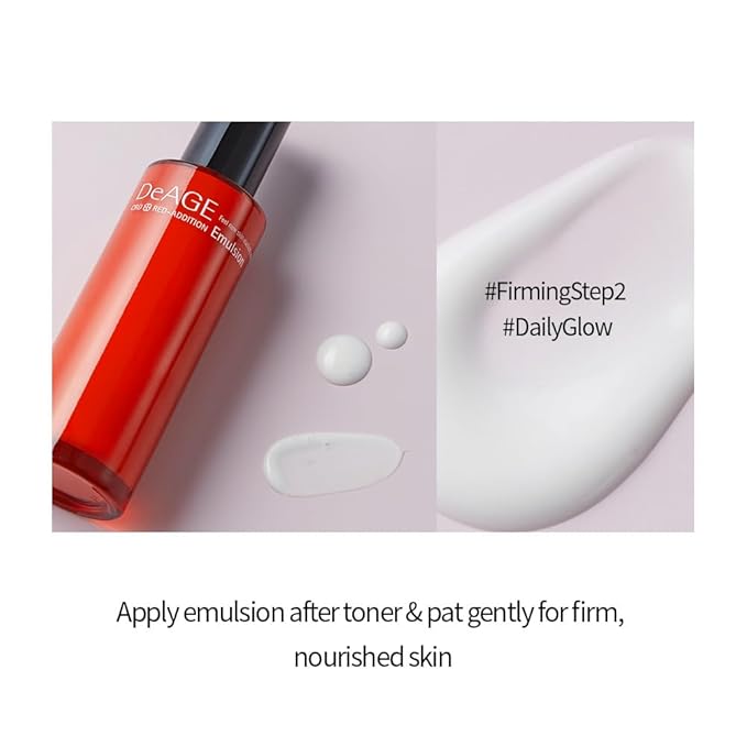 CHARMZONE DeAge Red Addition (New Version) Korean Skincare Set β Anti-Aging Toner & Emulsion Duo (100ml / 3.38 fl.oz) with Red Wine, Pomegranate & Tomato for Hydration, Firming & Radiance