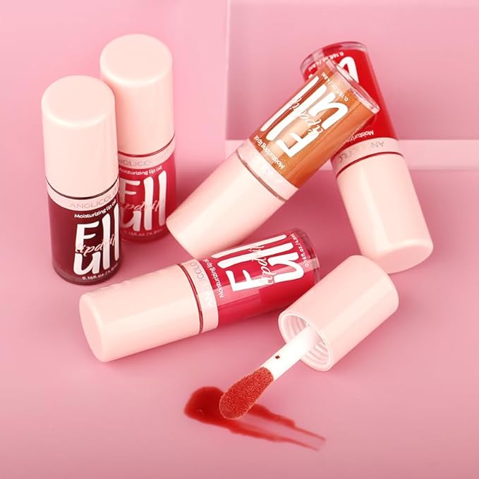 2PC Lip Glow Oil Hydrating 6 Colors, Moisturizing & Nourishing Plumping Tinted Lip Gloss for Dry Lips, Vegan, Lip Plumper Gloss Make Lips Fuller (2PC#04, 9.6ml)