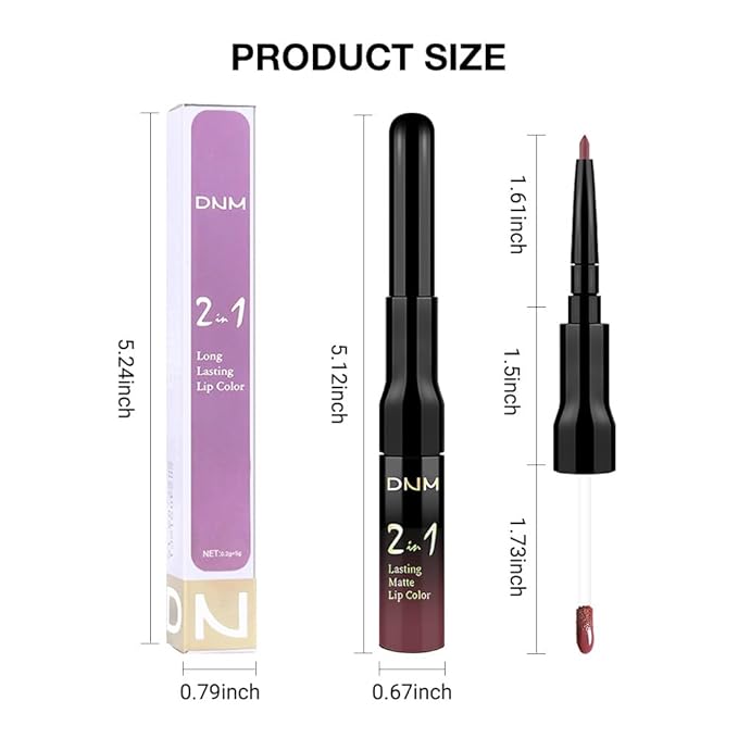 evpct 1Pcs Red Brown Matte Lip Liner & Liquid Lipstick Stain Makeup Set for Women, Red Brown Lip Liner Stain Long Lasting Waterproof Smudge Proof, Cruelty Free Lip Stick Makeup 24 hours originales, 57
