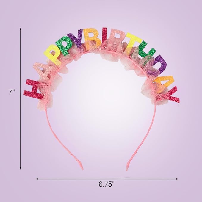 Scunci by Conair Birthday headband- Birthday girl head band- Birthday gifts for women or girls - Bright colors w/ tulle - 1 Count