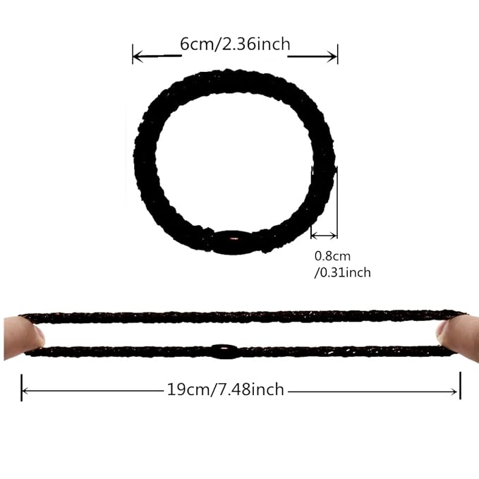 Hair Ties for Thick Hair 30 Pcs Elastics Hair Bands Ponytail Holders No Damage No Crease Hair Elastics For Women Girl(BLACK)