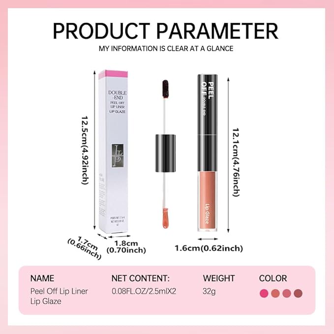 Peel Off Lip Liner & Gloss – Long-Lasting Smudge-Proof Caramel Nude Lip Tint & Lip Stain Liner with Hydrating High Shine Gloss for Defined, Fuller Nude Lips – Waterproof Soft Glam Lip Makeup