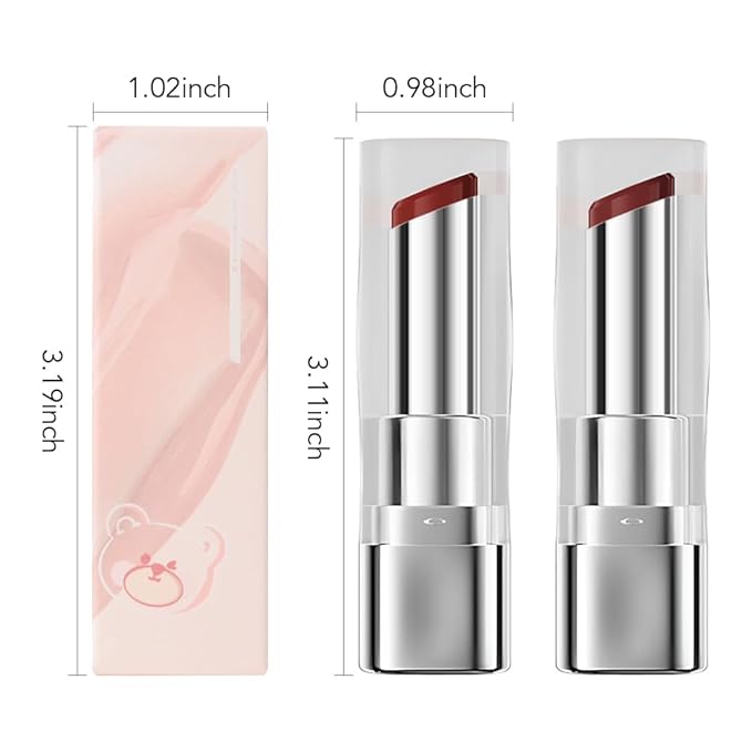 HHLTOH 2Pcs Tinted Lip Balm Moisturizing Lipstick – Warm Orange Brown & Deep Rose Color Bean Paste Sheer Hydrating Lip Color for Dry Lips Nourishing Lip Balm for All Women with a Subtle Natural Scent
