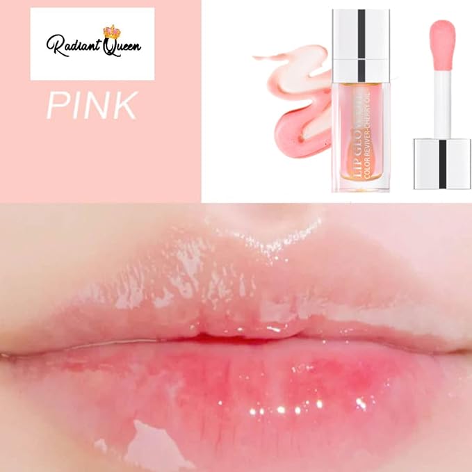 Hydrating Lip Glow Oil - (Clear Pinky), Plumping Lip Gloss, Moisturizing Lip Oil Gloss, Transparent Moisturizing Lip Balm, Natural Lip Plumper, Lip Plumper Gloss