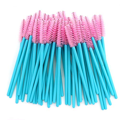 300 Pack Disposable Mascara Wands Eye Lash Brushes Eyelash Extension Tool Makeup Brush Kit, Blue/Pink