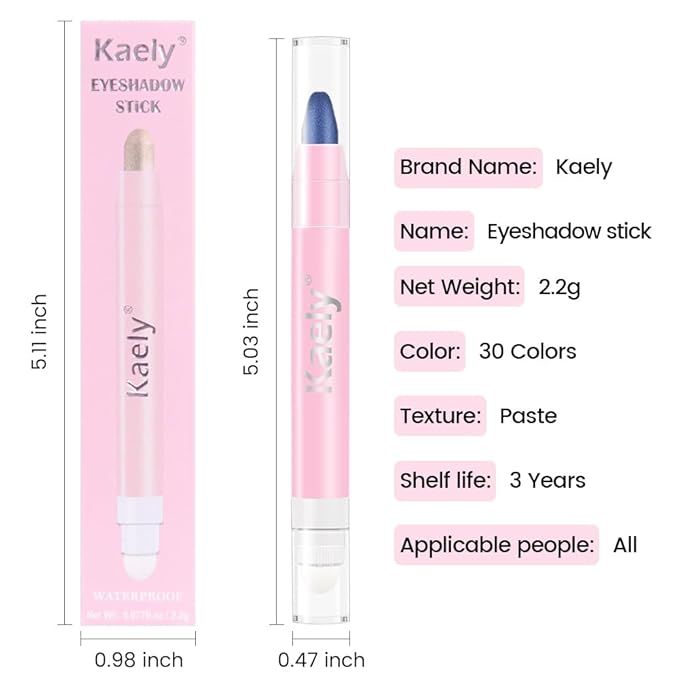 2in1 Shimmer Cream Eye Shadow Stick -Midnight Blue, Eyeliner Pencil Eyeshadow Palette Makeup, Waterproof Long Lasting Brightener, Crease Proof & Smudge Resistant, Cream Eyeshadow with Built-in Smudger