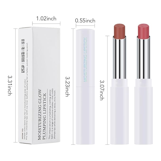 HHLTOH 2Pcs Tinted Lip Balm Moisturizing Lipstick,Waterproof Hydrating Matte Lip Balm for Women,Creamy Natural Color Stain for Dry Lips,Soft Matte Finish (9# Charming Peach Pink & 3# Bean Paste Brown)